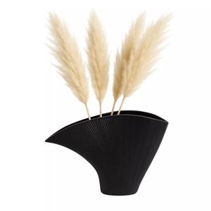 Jarrón de Metal Moderno para Mesa, Color Negro, Diseño de Boca Ancha, 12x7x3 Pulgadas, Decoración - Product Image 3