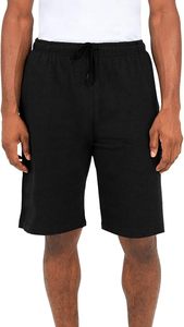 Shorts cargo noirs pour hommes, taille élastique, couleur unie, décontractés, longueur Bermuda, avec poches, tissu en coton respirant - Product Image 3