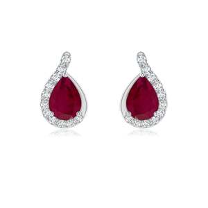 AAA Ruby Diamond <b>Earrings</b> 14k Rose Gold Pear Cut <b>Studs</b> <b>Earrings</b> <b>Fine</b> Jewelry Gift for Women Anniversary Wedding <b>Earrings</b> - Product Image 1