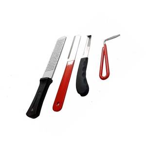 Kit d'outils pour chevaux, ensemble d'outils de ferrage 4 pièces, instruments de soin des sabots équins, outils de toilettage vétérinaire pour chevaux, acier inoxydable - Product Image 1