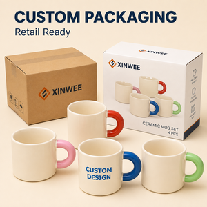 Set di Tazze da Caffè in Ceramica con Manico Spesso e Logo Personalizzato, Tazza da Espresso in Porcellana per Regalo Festa della Mamma - Product Image 3