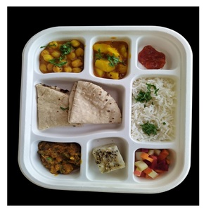 Eco-Friendly Luxury 5CP Meal Tray Lid Biodegradable Sugarcane Bagasse <b>Disposable</b> Dishwasher Safe Food Container Reusable - Product Image 2