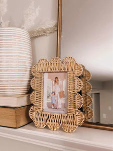 Marco de Fotos de Ratán, Decoración Creativa Bohemia para el Hogar, Exhibición de Fotos de Pared o Mesa para Mamá, Abuela, Familiares y Amigos - Product Image 6