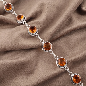 Natural Citrine Gemstones 925 Sterling Silver Round Shape <b>Boho</b> <b>Bracelets</b> Fashion Jewelry Bezel Sett Faceted Cut Wedding <b>Bracelet</b> - Product Image 1
