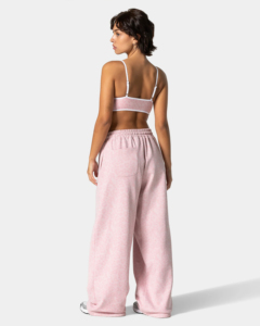 Premium Quality Winter Painted Women's Mid Waist <b>Elastic</b> Sweatpants <b>Lace</b> Cotton Terry Fabric Custom Logo Private Label - Product Image 6