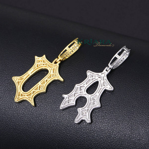 Pendentif lettre en argent 925 avec diamant de laboratoire, plaqué or 18 carats, or rose, rhodium, style hip-hop, unisexe, breloque de luxe pour usage quotidien - Product Image 3