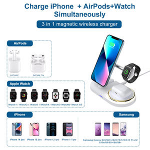 Station de charge magnétique <span class=keywords><strong>sans</strong></span> <span class=keywords><strong>fil</strong></span> 3 en 1, support de charge rapide <span class=keywords><strong>sans</strong></span> <span class=keywords><strong>fil</strong></span> 15w pour <span class=keywords><strong>Iphone</strong></span> Airpods <span class=keywords><strong>Apple</strong></span> Watch - Product Image 2