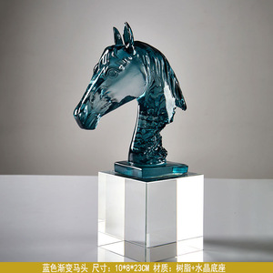 Tête de cheval en résine, sculpture animale artificielle, figurines décoratives, accessoires de décoration pour salon - Product Image 5