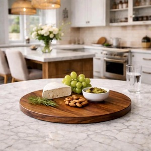 Wood Double Tier <b>Rotating</b> Tray Smooth-Spin Lazy Susan for Tabletop <b>Spice</b> Serving - Product Image 3