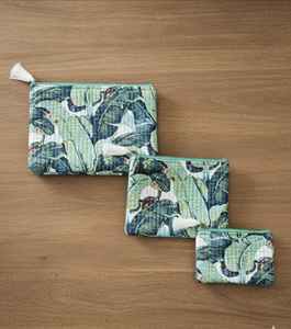 Juego de Bolsas Cosméticas Acolchadas de Algodón Kantha, Cosidas a Mano, Estampadas, Organizadores de Viaje, con Cierre de Cremallera, Impermeables - Product Image 5