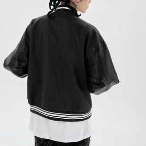 Blouson Bomber Noir Uni Personnalisable pour Homme en Tissu Denim Respirant – Vente en Gros, Pas Cher, Hiver, Streetwear, Fitness – Fabricant - Product Image 3
