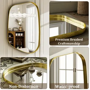 Irregular Shape Bamboo Wooden Wall Mirror Mid Century Modern Home Decor Living Room Nature Theme Accent Mirror Single Piece - Product Image 4