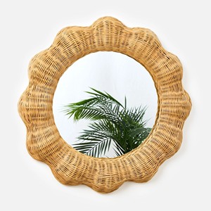 Flower rattan cane <b>mirror</b> best quality wall mounted <b>mirrors</b> direct supply from Vietnam manufacturer - Product Image 3
