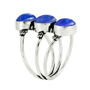 Bague Statement GOURIK pour Femme en Argent Sterling 925 avec Lapis Lazuli et Pierres Multiples, Style Vintage Oxydé, pour Usage Quotidien - Product Image 3