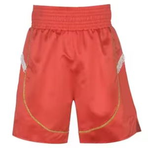 Shorts de boxe personnalisés en satin avec large ceinture élastique taille haute 100% polyester pour l'entraînement, les soirées de combat et les activités sportives - Product Image 1