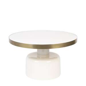 Mesa de Centro Redonda Moderna de Primera Calidad con Tapa de Vidrio Templado y Estructura Metálica de 57 cm de Diámetro, Giratoria, Mueble para Sala de Estar - Product Image 1