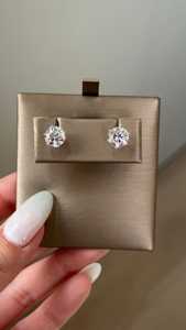 Solitaire Stud <b>Earrings</b> 3 Carat Round Lab Grown Diamond Elegant 6 Prong Classic Everyday Wear <b>Fine</b> Jewelry Wholesale 18k Gold - Product Image 4