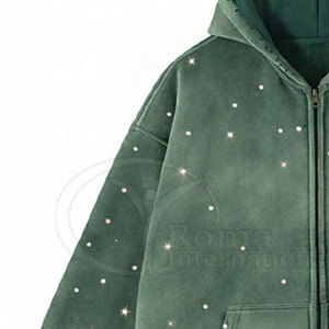 Sudadera con Capucha y Bolsillos de Felpa Gruesa 100% Algodón, Diseño Personalizado con Pedrería, Lavado Ácido, Talla Grande para Hombre, Suministro de Fábrica - Product Image 5