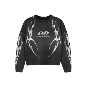 Men's Black Jacquard Knitted <b>Sweater</b> <b>Set</b> Crew Neck Pullover Long Sleeve Top and Elastic Waist Cotton Terry Pants Autumn/Winter - Product Image 5