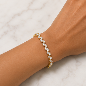 Bracelets tennis en forme de goutte d'eau avec diamants, plaqué or jaune 18 carats, moissanite, cadeau de fiançailles classique pour elle - Product Image 3