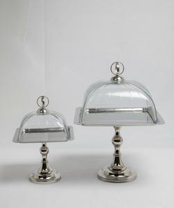 Soporte de Pastel de Cristal de Lujo con Base de Metal, Soporte de Exhibición de Postres para Bodas con Tapa - Product Image 1