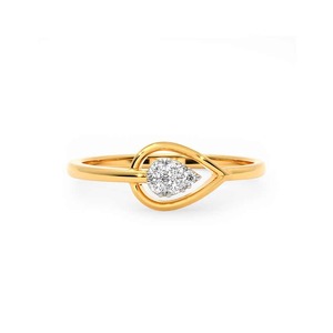 Bague de mariage minimaliste en diamant naturel taille brillant en forme de goutte d'eau, en argent sterling 925 plaqué or pour femme - Product Image 2