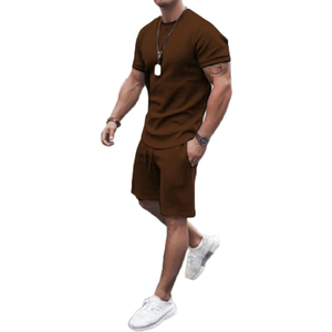 Conjunto Casual de 2 Piezas para Hombre, Fabricante de Pantalones Cortos Cargo de Algodón y Camiseta, OEM, ODM, Logotipo Personalizado, Venta al Por Mayor - Product Image 1