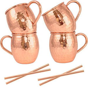 Suministro directo de fábrica, tazas Moscow Mule de cobre puro con acabado martillado y asa de latón, perfectas para cócteles, cerveza y bebidas heladas. - Product Image 4