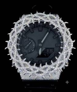 VVS Moissanite thron Iced Out Hip Hop <b>Watch</b> Bust Down <b>Diamond</b> <b>Watch</b> 925 Silver Luxury Quartz White Strap Wholesale - Product Image 1