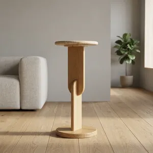 Table d'appoint minimaliste Traven tine avec plateau en bois, meuble moderne fait main pour salon - Product Image 5