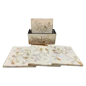 Nouvelle Collection Offre Spéciale : Coffret de 4 Sous-Verres en Nacre avec Boîte de Rangement, Décorations de Table de Noël, OEM Classique Écologique Uttar - Product Image 2