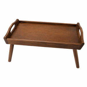 Plateau de petit-déjeuner en bois de qualité supérieure avec pieds pliables |   Table de service artisanale, support pour café, collations et ordinateur portable, décoration pour la maison et l'hôtel - Product Image 1