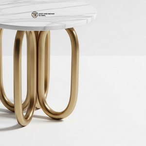 Taburete Moderno Industrial con Tapa de Mármol y Base de Metal Dorado |   Asientos de Lujo Contemporáneos, Ecológicos y Duraderos para Uso en Almacenes y Escuelas - Product Image 6