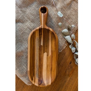 Plateau de service rectangulaire en bois naturel, design minimaliste, plateau en bois massif poli pour la maison, l'hôtel, les fêtes par Curio Craft - Product Image 5