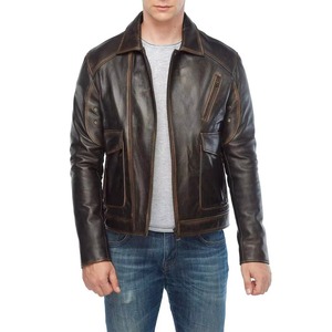 Professional Classic Design <b>Men's</b> Genuine <b>Leather</b> Jacket Canvas Fabric Stand Front Logo-Eco-Friendly Breathable Winter Outdoor - Product Image 6