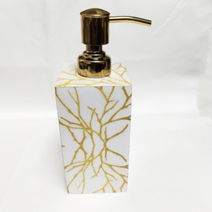 Elegant Luxury Resin Enamel Soap <b>Dispenser</b> Functional Pump Bottle for Hand Soap & Lotion for Bathroom Kitchen Hotel Hospital Use - Product Image 2