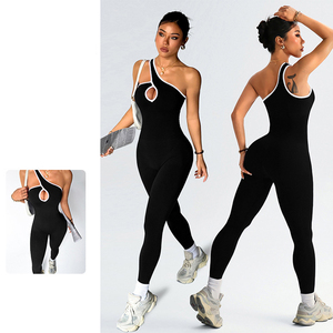 Nouvelle Arrivée Combinaison de Yoga Femme Sans Couture Côtelée à Une Épaule Découpée Effet Push-Up pour Fitness, Gym, Entraînement et Pilates - Product Image 1