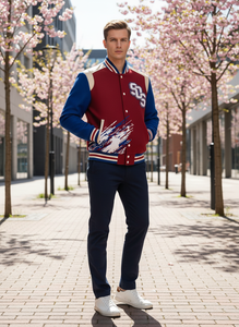 Chaqueta Varsity Personalizada Premium para Hombre - Roja, Azul Rey y Lana Color Piel - Product Image 2