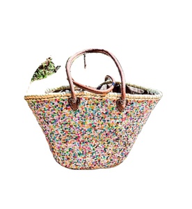 Bolsa de Playa de Paja de Alta Calidad con Asa de Cuero, Bolsas de Playa de Macramé Tejidas a Mano, Directamente del Proveedor Indio - Product Image 1