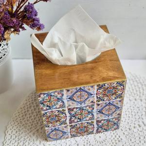 Caja de pañuelos de madera impresa a todo color, vibrante, para embalaje creativo de marca, caja de accesorios al por mayor - Product Image 2