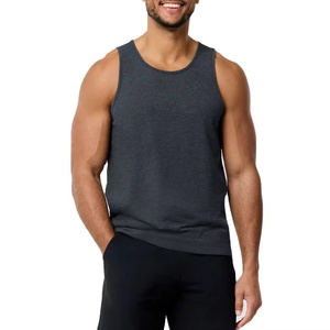Custom Logo Cotton <b>Mens</b> Workout Summer Breathable Embroidery Tank Tops Fitness Heavyweight <b>Mens</b> Ribbed Tank Top <b>Singlets</b> - Product Image 1