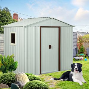 Abri de jardin en métal blanc de 2,4 m x 1,2 m avec fenêtre, résistant aux intempéries et durable – Solution de rangement et abri - Product Image 2