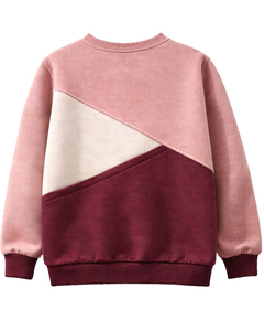 Sudadera de Mujer con Cuello Redondo y Bloques de Color Asimétricos, Tejida en Algodón, para Otoño e Invierno, Largo Regular, Manga Larga, Ecológica - Product Image 2
