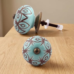 Ba <b>Ceramic</b> Cabinet <b>Knobs</b> Industrial Eco-Friendly Turquoise Brown Pattern for Kitchen Home Office Apartment Furniture Handles - Product Image 4