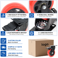 Roulettes pivotantes en PVC de 1,5, 2, 2,5, 3, 4, 5 pouces, roulettes à plaque supérieure pour chariot de meubles, usage léger