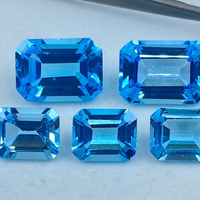Topacio Azul Cielo Natural Calentado, Forma Octogonal Facetada, Gema Suelta, Excelente Calidad Rara, Juego de Colores, Tamaños Surtidos 4x2mm 18x13mm