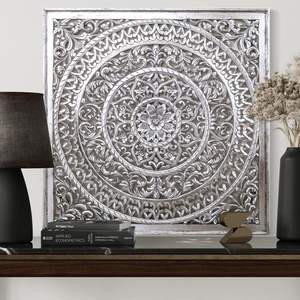 Panneau mural, décoration intérieure décorative en bois MDF, art mural rectangulaire, sculptures murales décoratives sculptées pour chambre à coucher - Product Image 1