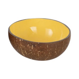 Bol en coquille de noix de coco naturelle polie et laquée, écologique, fait main, moderne, décoratif, pour servir des fruits et des salades, biologique, végétalien - Product Image 1