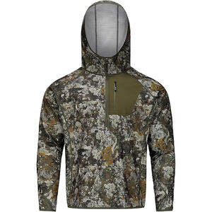 Sweat à capuche camouflage pour homme, design séparé, mélange coton et polyester, motif bicolore, cordon de serrage, poche kangourou - Product Image 1