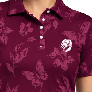 Polo de golf imprimé à manches courtes pour femme, motif floral, haut de sport performant, personnalisable, respirant, vente en gros - Product Image 5